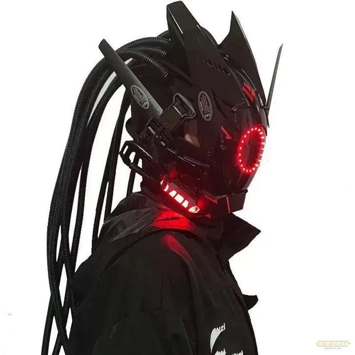 Triangle Festival of Lights LED Light Tech Mask Round Lamp Wings Braids Boy Helmet Cosplay Mask Mascara