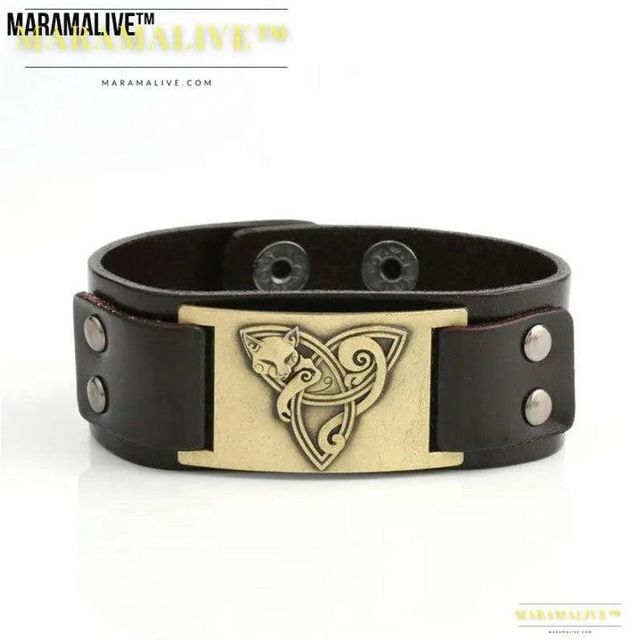 Triangle Fox Metal Bracelet Couple Leather Bracelet