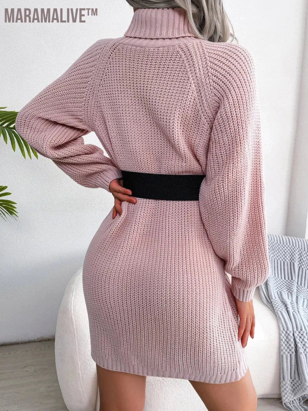 Turtleneck Sweater Dress: Elegant Long Sleeve Pullover for Women