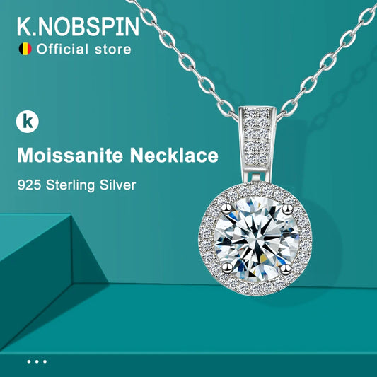 925 Sterling Silver Necklace For Women Real Moissanite Diamonds Pendant With GRA Certificate Neck Chain Fine Jewelry