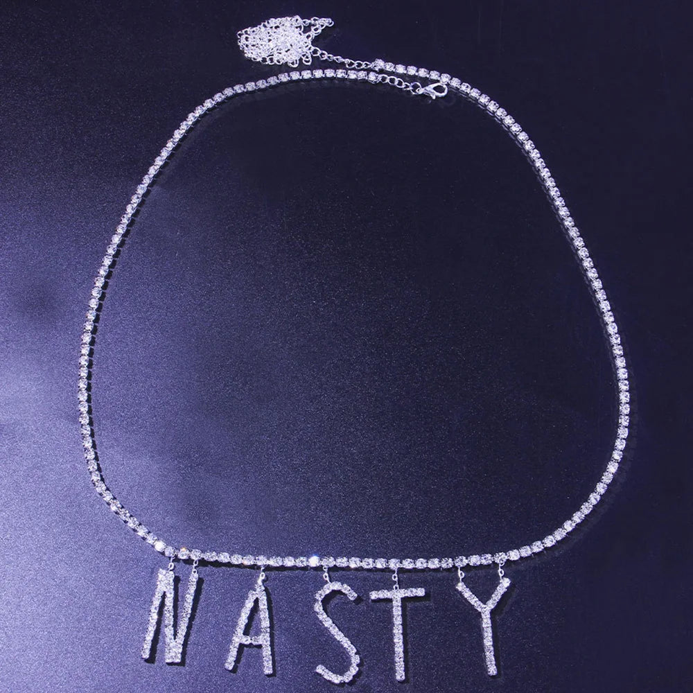 DIY Sexy Letter Waist Chain for Women New Charm Rhinestone Crystal Body Chain Belly Harness Bikini Jewelry Party Gift