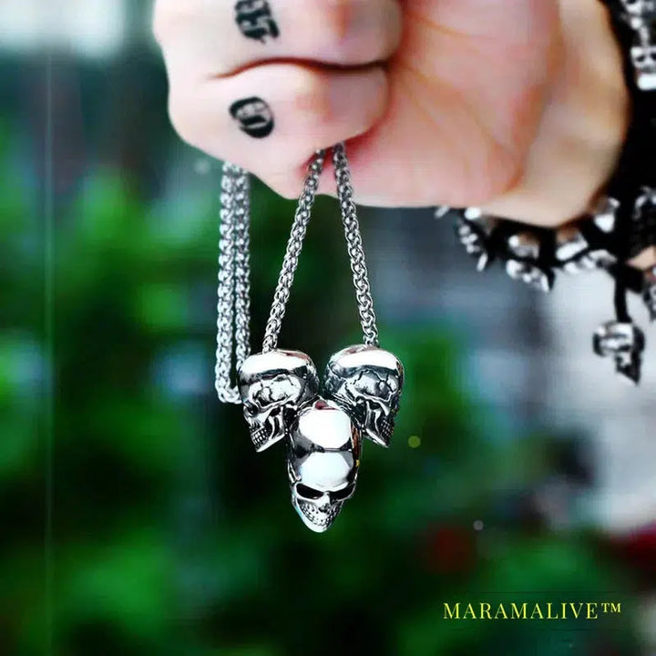 Unique 316L Stainless Steel New Arrival Super Punk Gold color Skull Biker Pendant Necklace Fashion charm Jewelry BP8-216