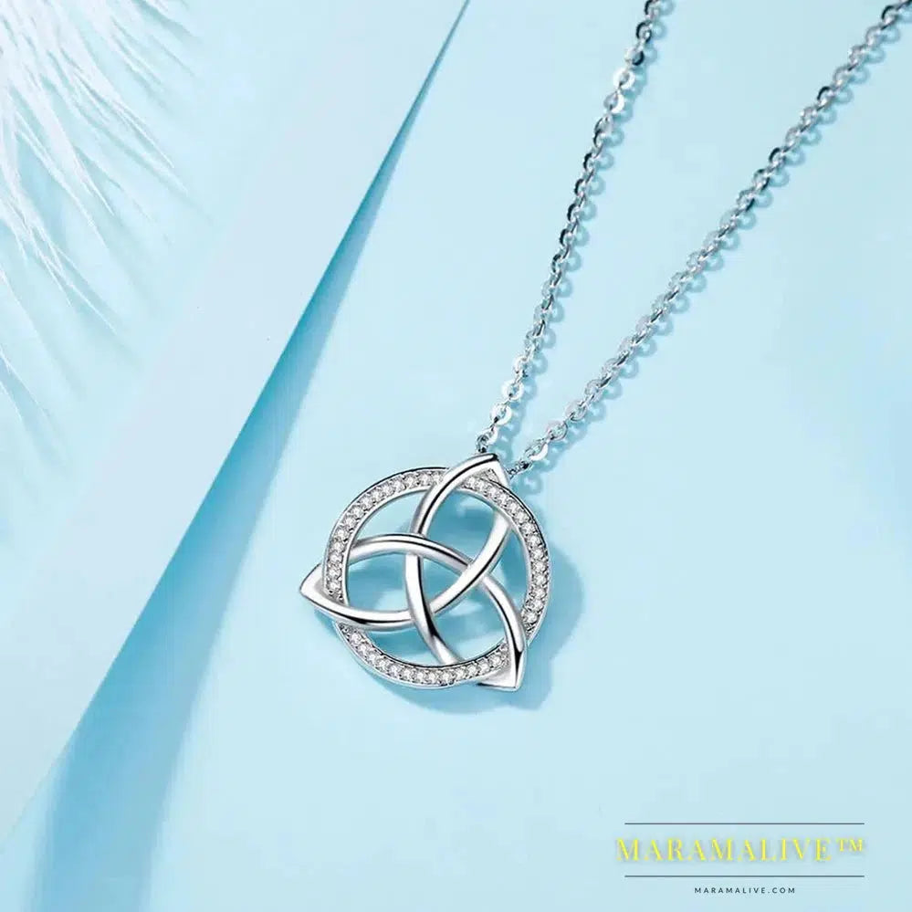 Unique 925 Sterling Silver Celtics Tiquetra Trinity Knot Pendant Necklaces Fashion Jewelry for Boy girl Party Gift D202