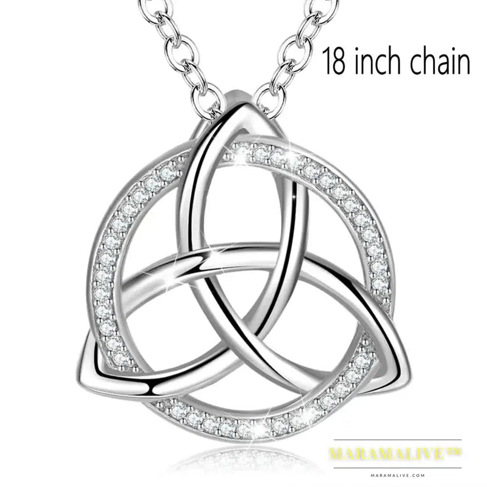 Unique 925 Sterling Silver Celtics Tiquetra Trinity Knot Pendant Necklaces Fashion Jewelry for Boy girl Party Gift D202