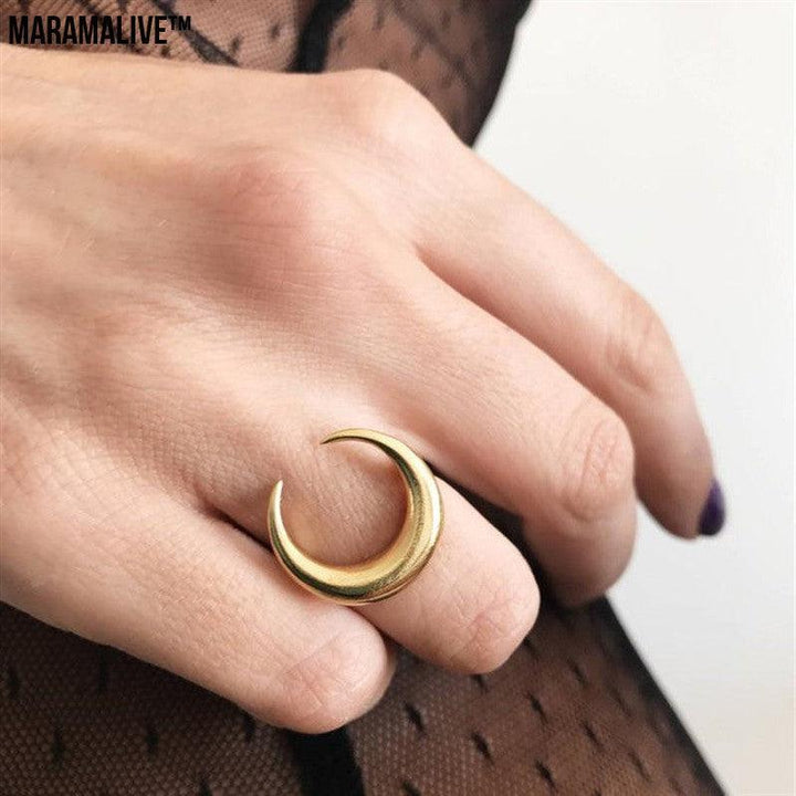 Unique Crescent Moon Shaped Ring, Brand-New Design Rare and Minimal