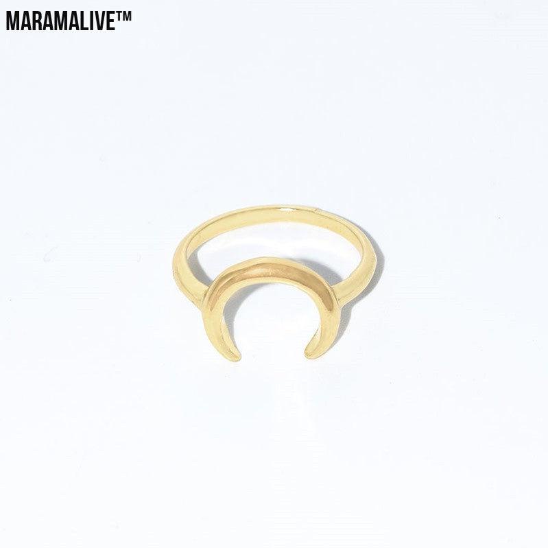 Unique Crescent Moon Shaped Ring, Brand-New Design Rare and Minimal