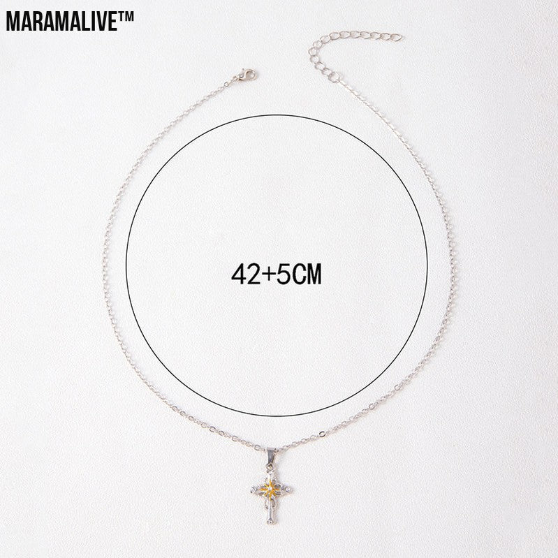 Unique Cross Necklace with Silver and Gold