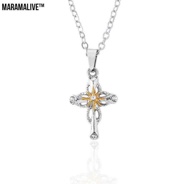 Unique Cross Necklace with Silver and Gold