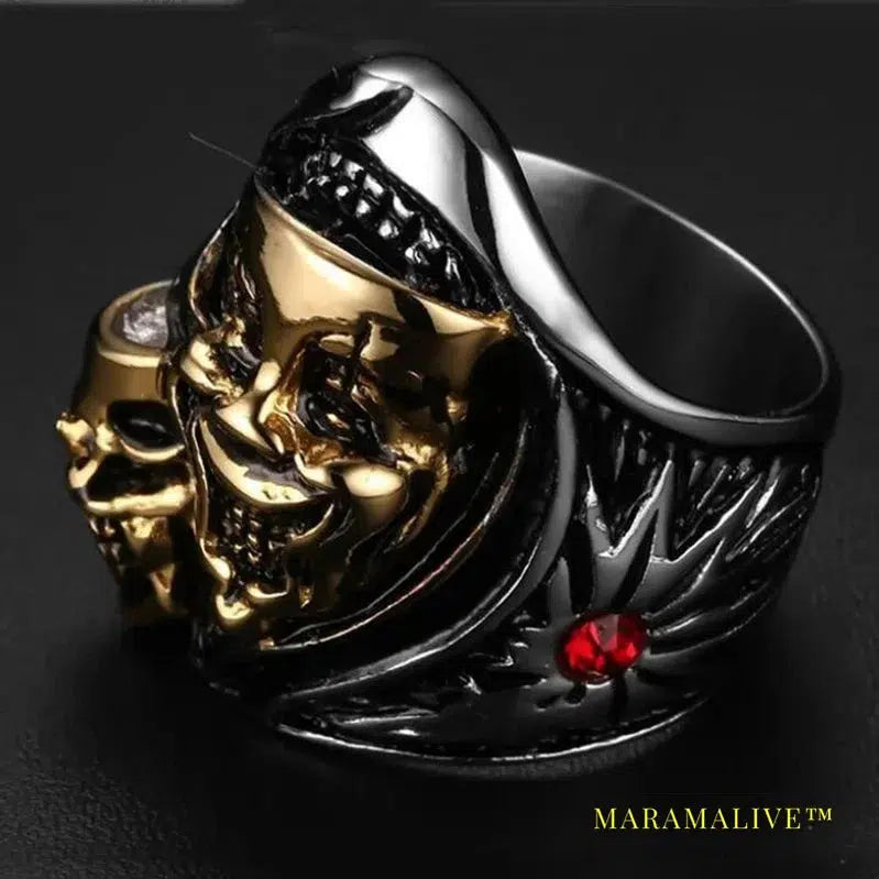 Unique Design Style Stainless Steel Crystal Ring Punk Design Skulls Rings for men