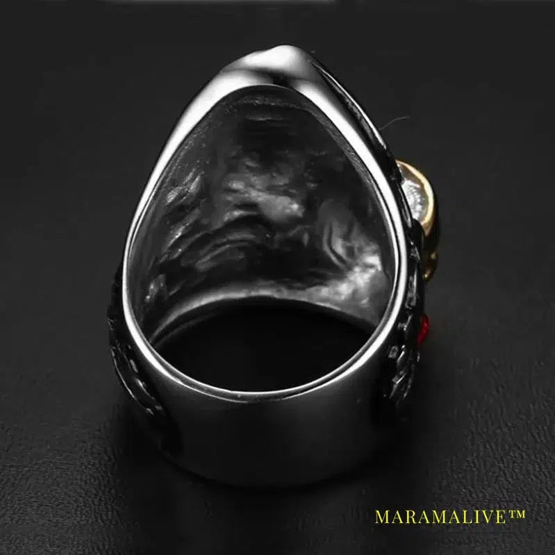 Unique Design Style Stainless Steel Crystal Ring Punk Design Skulls Rings for men