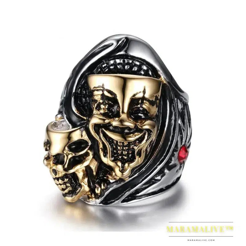 Unique Design Style Stainless Steel Crystal Ring Punk Design Skulls Rings for men