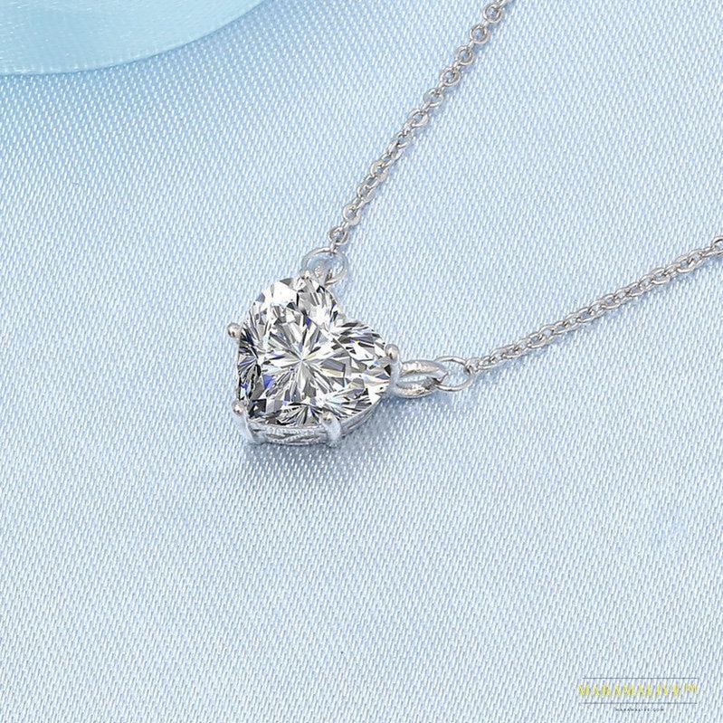 Unique Designer Moissanite Pendant Necklace with Clavicle Chain - Luxury Sustainable Jewelry