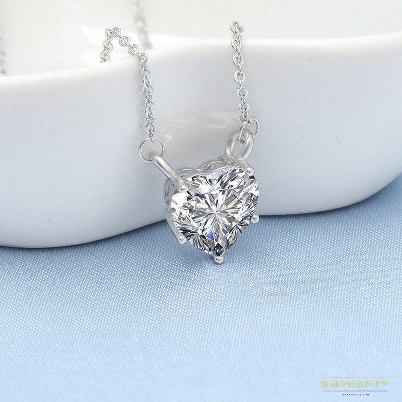 Unique Designer Moissanite Pendant Necklace with Clavicle Chain - Luxury Sustainable Jewelry