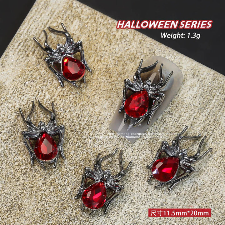 Unique Gothic Punk 3D Nail Art Charms - Steampunk Skeleton Cross Heart Spider - 10PCS Set for Trendy Halloween Nail Accessory