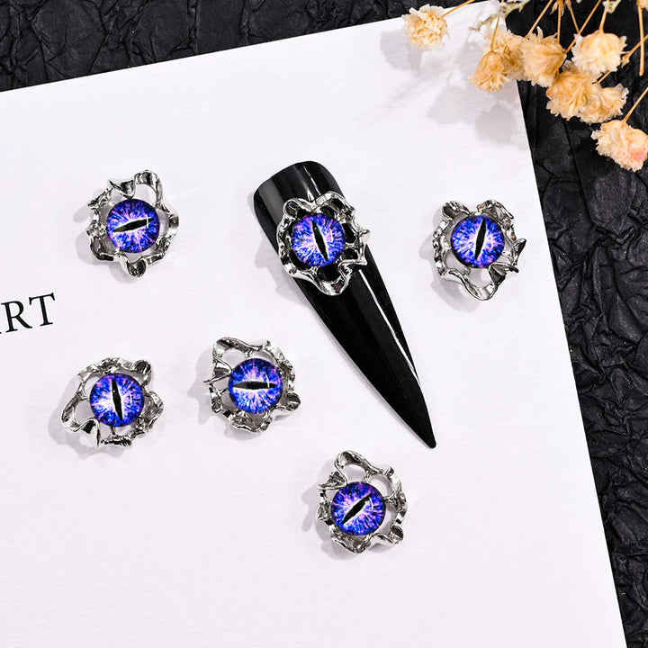 Unique Gothic Punk 3D Nail Art Charms - Steampunk Skeleton Cross Heart Spider - 10PCS Set for Trendy Halloween Nail Accessory