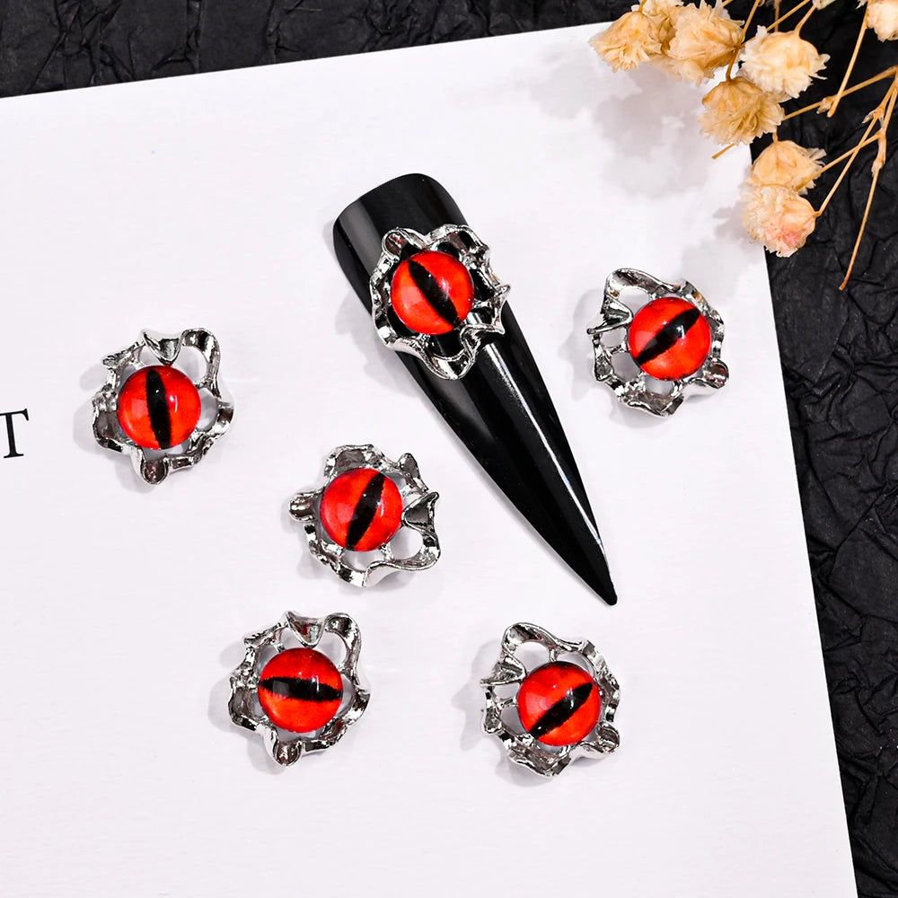 Unique Gothic Punk 3D Nail Art Charms - Steampunk Skeleton Cross Heart Spider - 10PCS Set for Trendy Halloween Nail Accessory