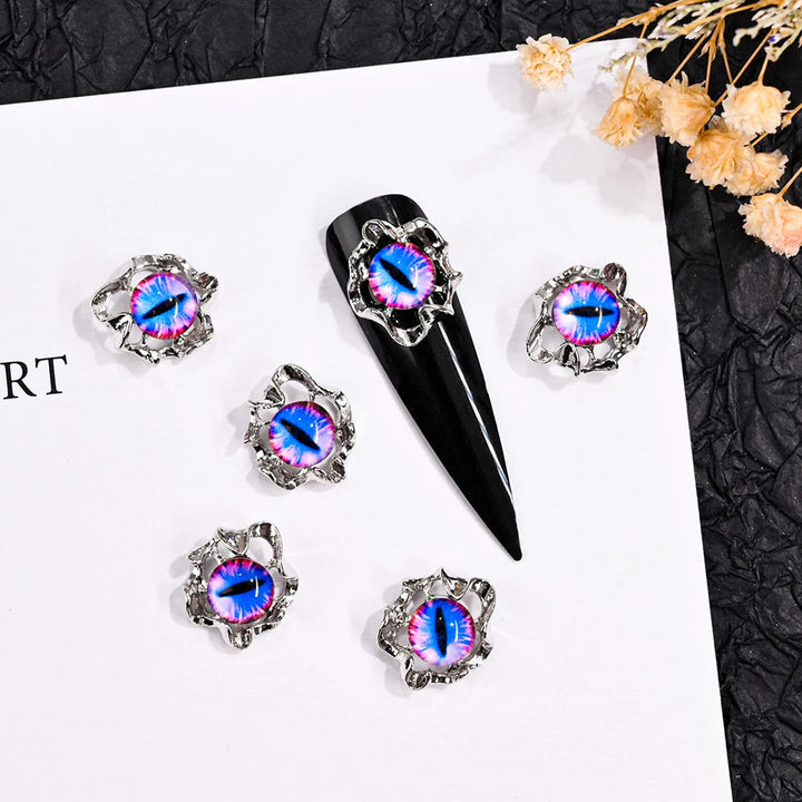 Unique Gothic Punk 3D Nail Art Charms - Steampunk Skeleton Cross Heart Spider - 10PCS Set for Trendy Halloween Nail Accessory