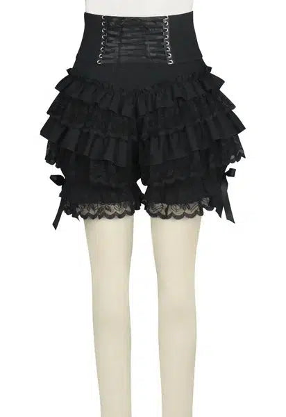 Girl Fashion Cute Black Gothic Steampunk Lolita Ruffle Lace Pumpkin Bloomer Cotton High Waist Shorts Cosplay Little Devil Female