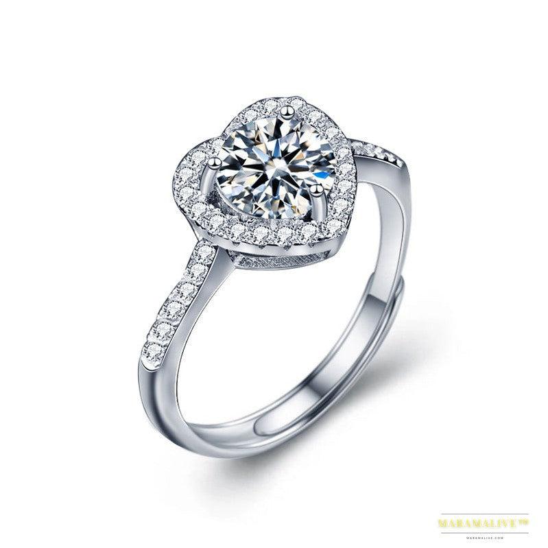 Unique Luxury Moissanite Live Heart Diamond Ring - Designer Alternative Jewelry