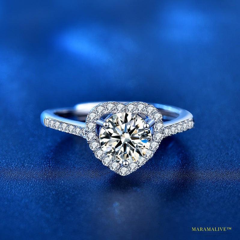 Unique Luxury Moissanite Live Heart Diamond Ring - Designer Alternative Jewelry