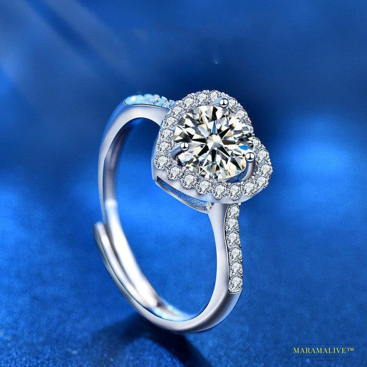 Unique Luxury Moissanite Live Heart Diamond Ring - Designer Alternative Jewelry