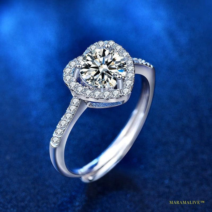 Unique Luxury Moissanite Live Heart Diamond Ring - Designer Alternative Jewelry