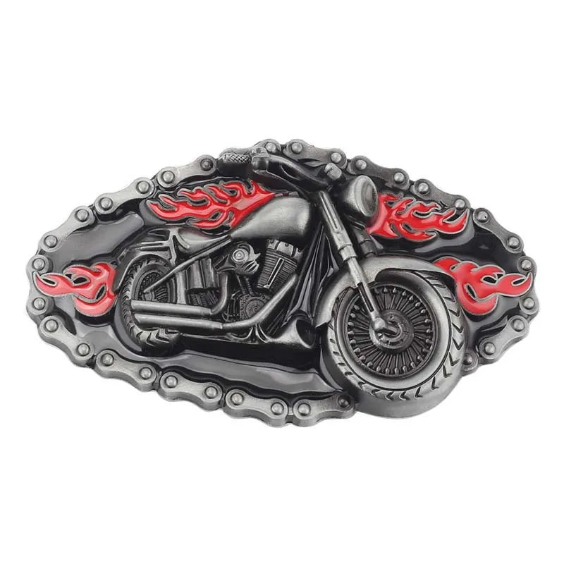 Unique Motorcycle & Wolf Buckle Fashion Belt - Western Style Statement Accessory