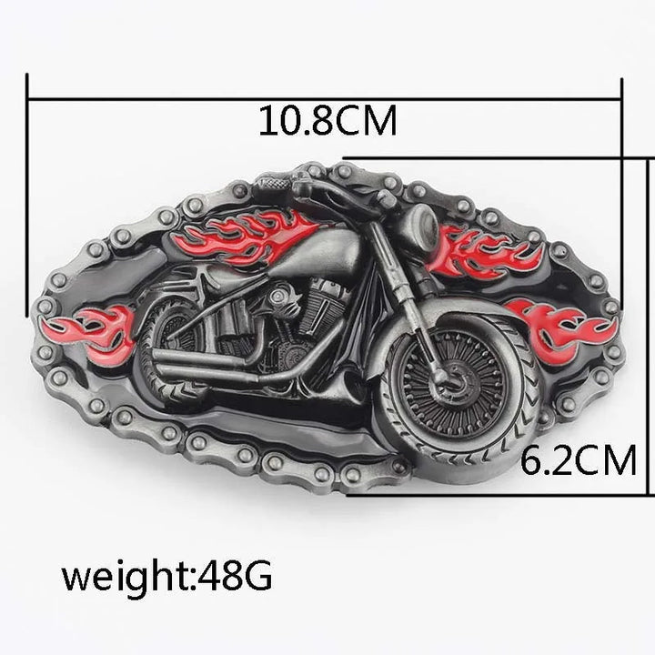 Unique Motorcycle & Wolf Buckle Fashion Belt - Western Style Statement Accessory