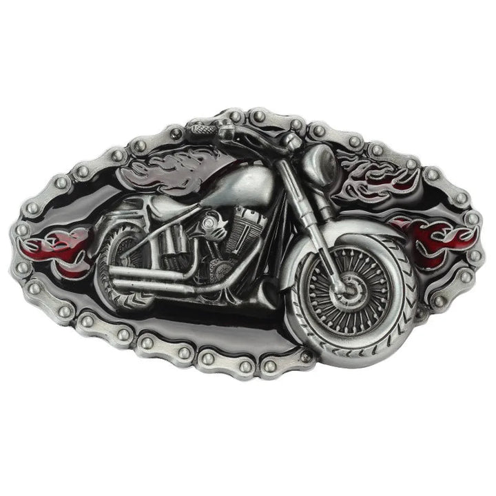 Unique Motorcycle & Wolf Buckle Fashion Belt - Western Style Statement Accessory