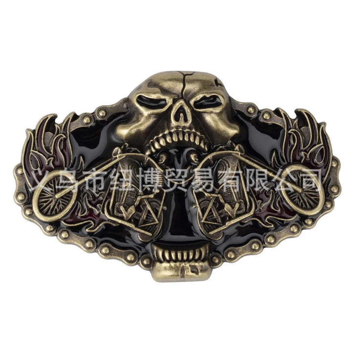 Unique Motorcycle & Wolf Buckle Fashion Belt - Western Style Statement Accessory