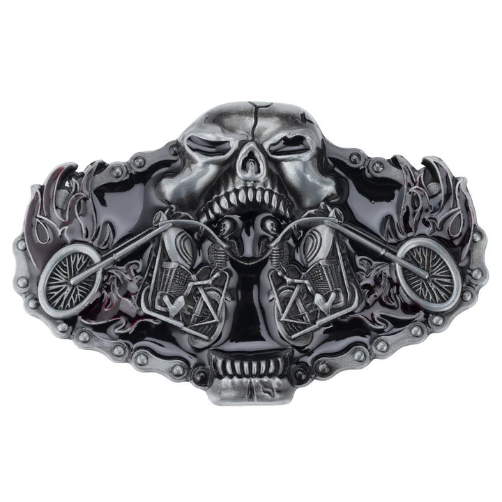 Unique Motorcycle & Wolf Buckle Fashion Belt - Western Style Statement Accessory