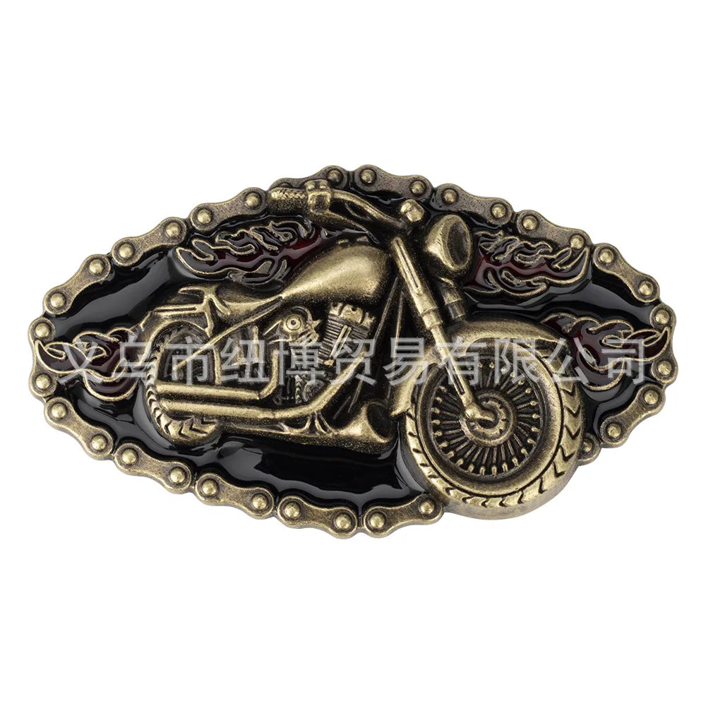 Unique Motorcycle & Wolf Buckle Fashion Belt - Western Style Statement Accessory