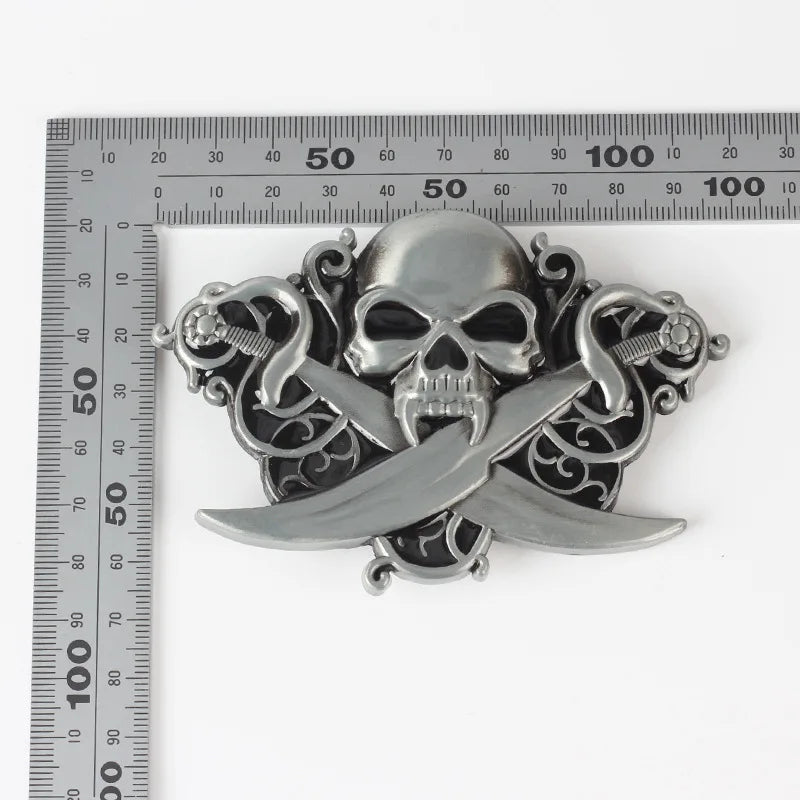 Pirate Skull with crossed swords metal Belt Buckle for Men Belts DIY Accessories Western Cowboy Punk Rock Style Fits 38mm