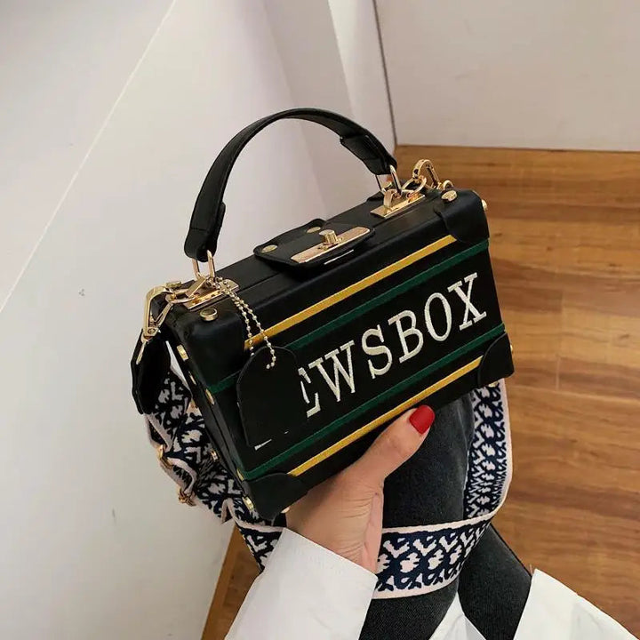 Unique Retro Radio Box Style Crossbody Messenger Bag - Trendy Chain Purse with PU Leather for Women