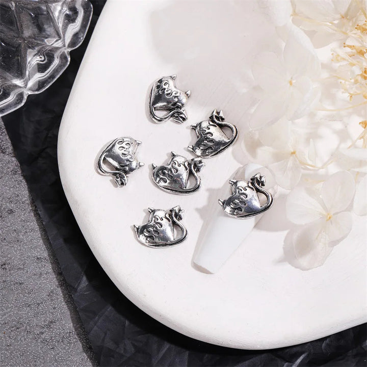 Unique Steampunk Gothic 3D Alloy Nail Art Skeleton Cross Charms - 10PCS Set - Perfect For Halloween Decoration Design Supplies Tool