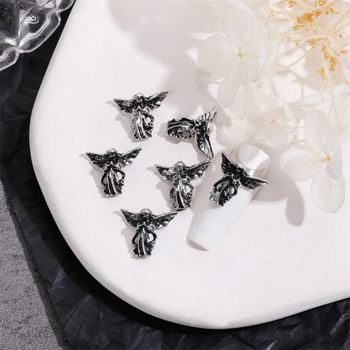 Unique Steampunk Gothic 3D Alloy Nail Art Skeleton Cross Charms - 10PCS Set - Perfect For Halloween Decoration Design Supplies Tool