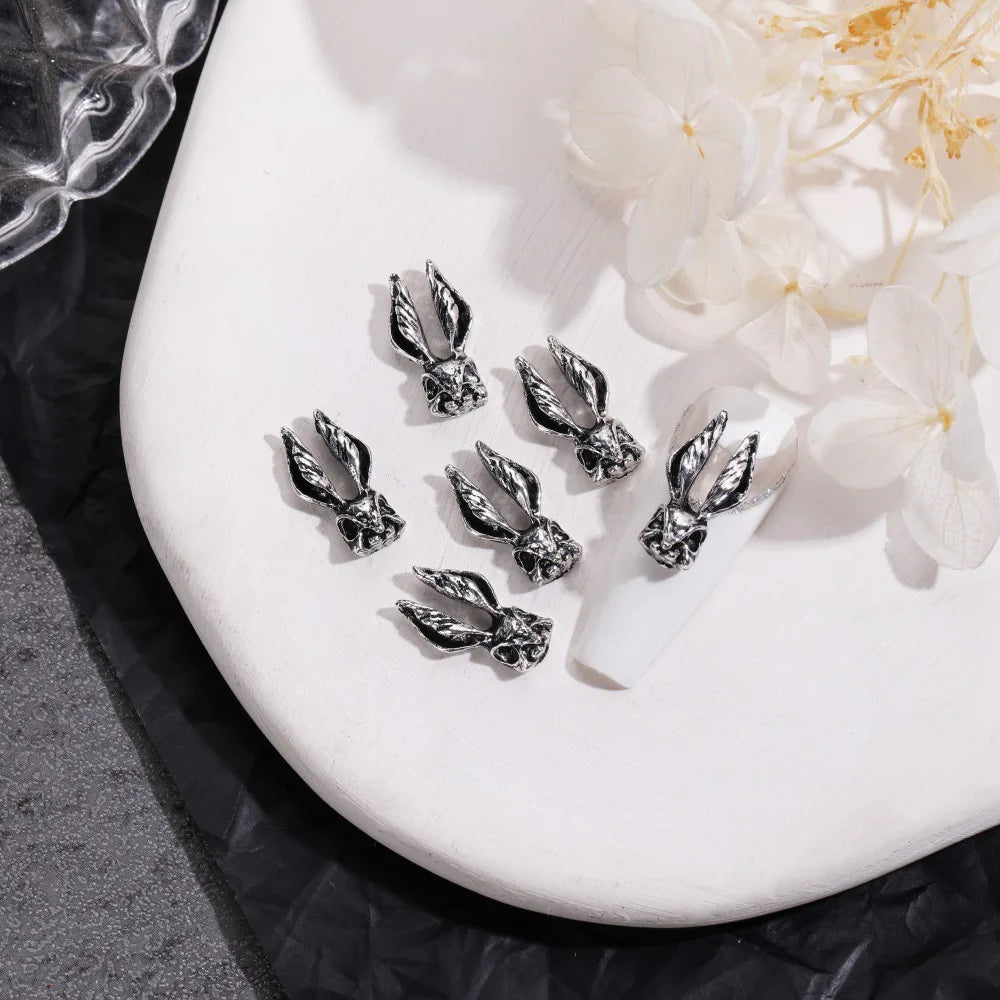 Unique Steampunk Gothic 3D Alloy Nail Art Skeleton Cross Charms - 10PCS Set - Perfect For Halloween Decoration Design Supplies Tool