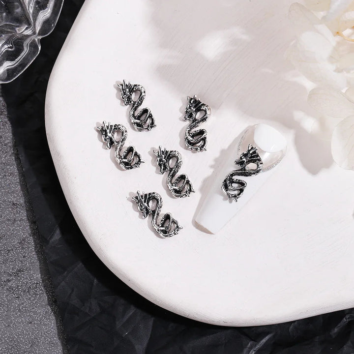 Unique Steampunk Gothic 3D Alloy Nail Art Skeleton Cross Charms - 10PCS Set - Perfect For Halloween Decoration Design Supplies Tool