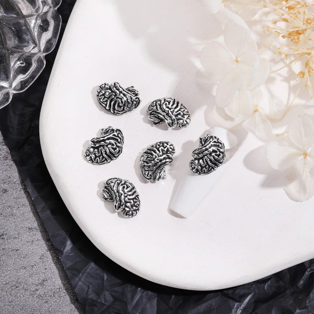 Unique Steampunk Gothic 3D Alloy Nail Art Skeleton Cross Charms - 10PCS Set - Perfect For Halloween Decoration Design Supplies Tool