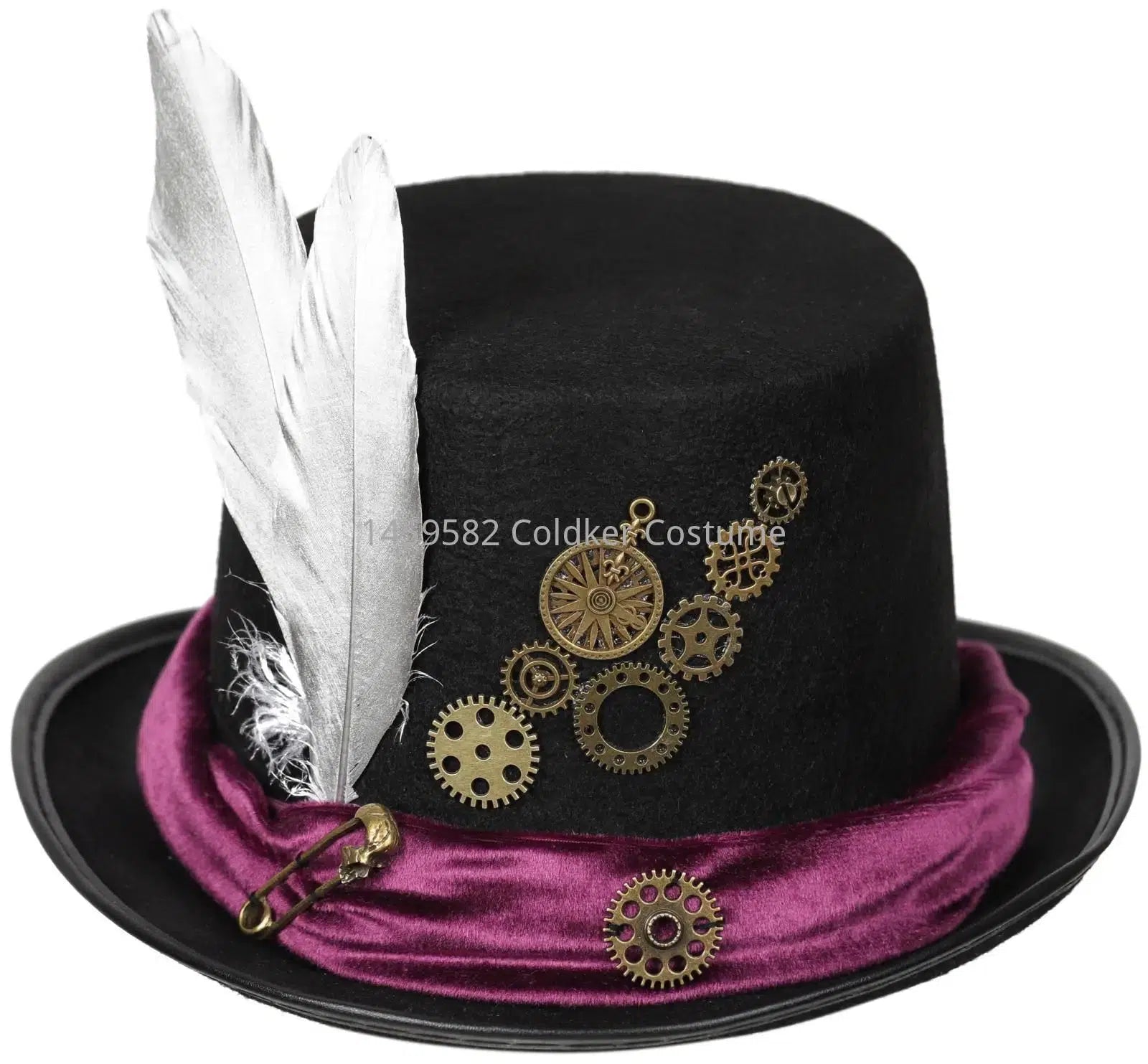 Unique Steampunk Top Hat - Victorian Gothic Rivet Style - Retro Metal Gears - Unisex Wide Brim Headwear for Jazz Cosplay & Fancy Dress