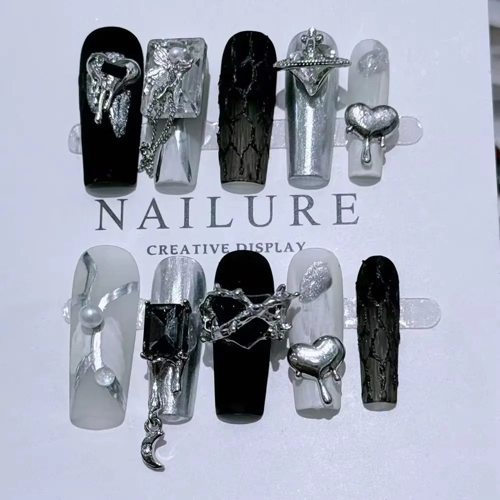 Unique & Unusual Steampunk Victorian Gothic Wearable Press-on Nails - Trendy Dark Wind Nail Art Stickers