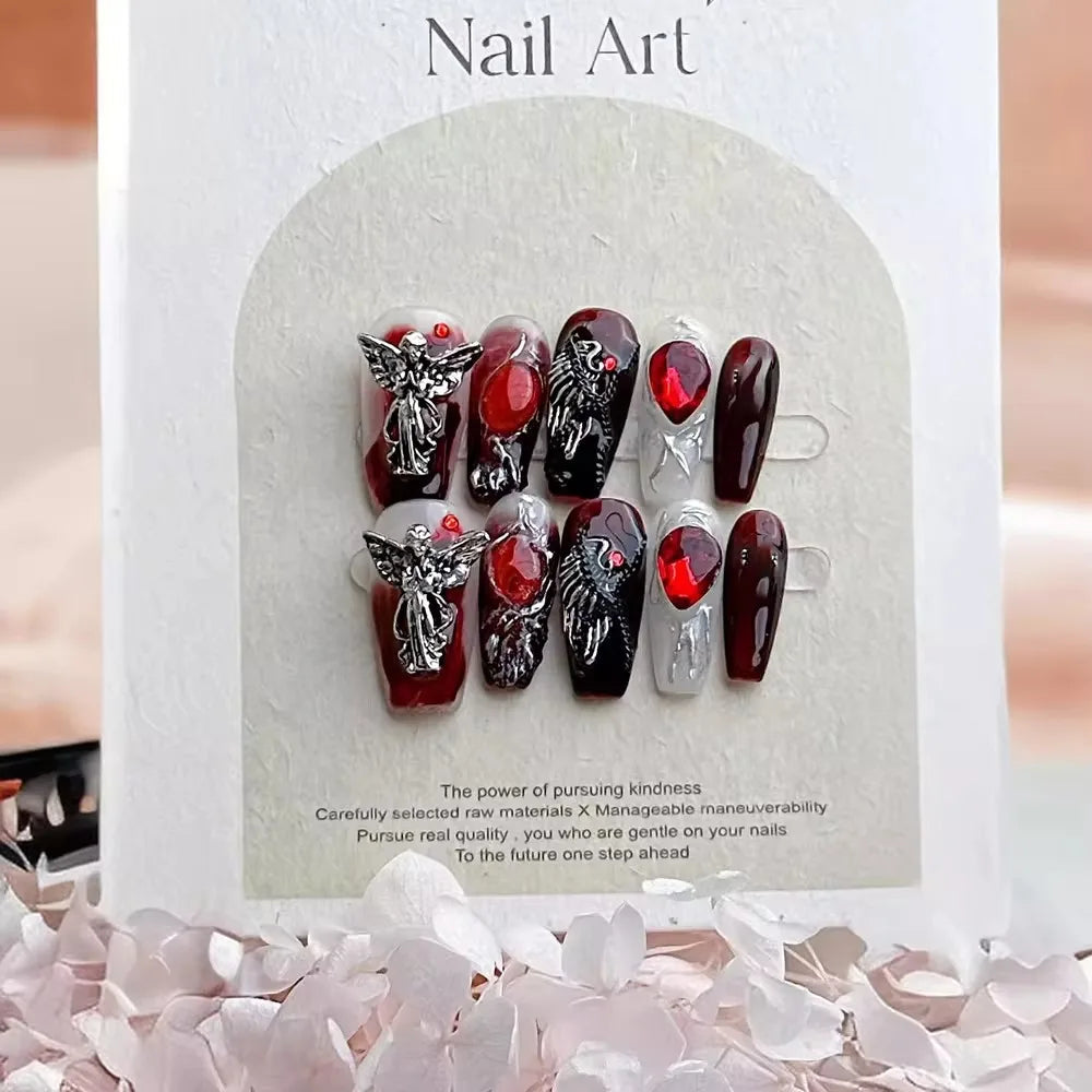 Unique & Unusual Steampunk Victorian Gothic Wearable Press-on Nails - Trendy Dark Wind Nail Art Stickers