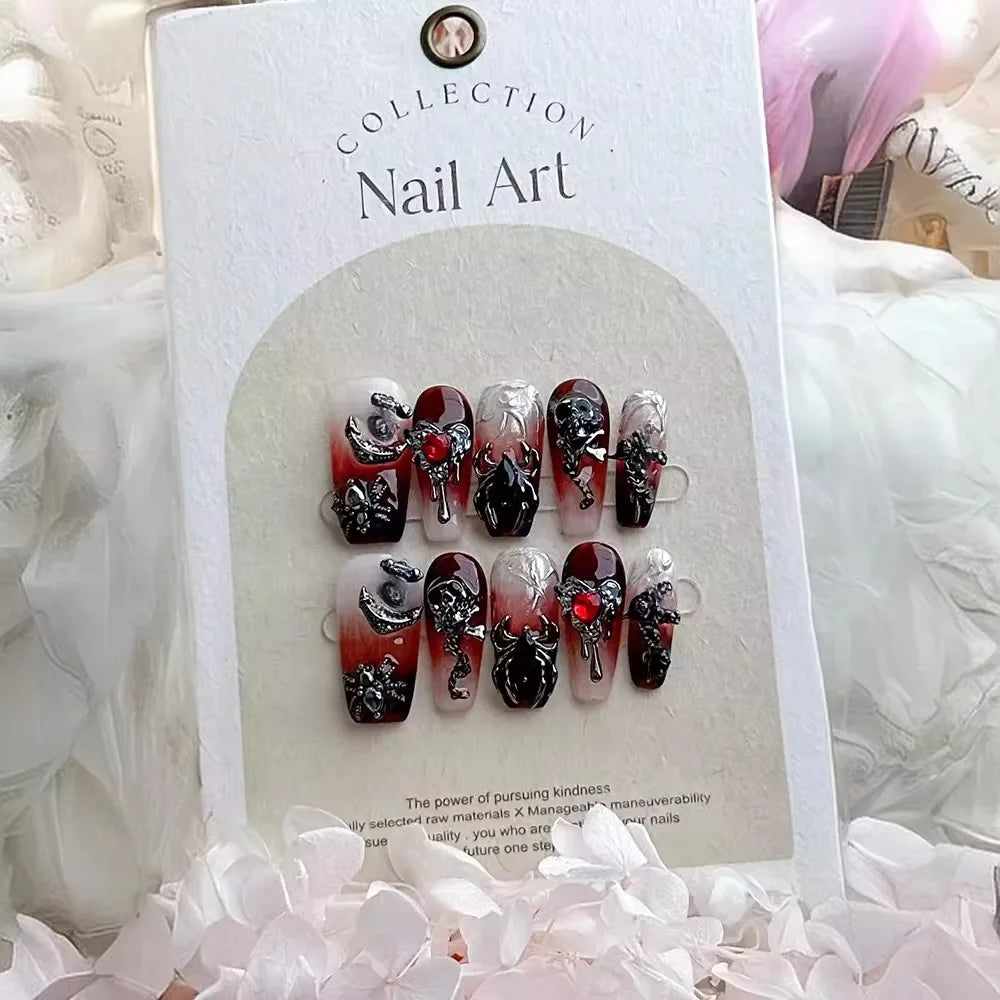 Unique & Unusual Steampunk Victorian Gothic Wearable Press-on Nails - Trendy Dark Wind Nail Art Stickers