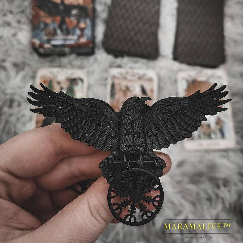 Unique Viking Black Oversized Crow Hair Clip Accessories