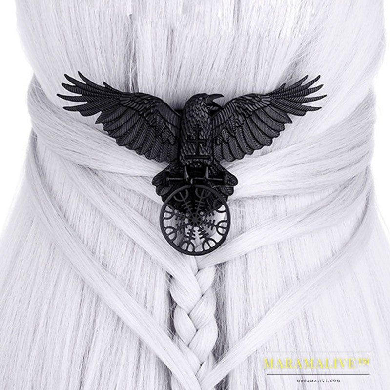 Unique Viking Black Oversized Crow Hair Clip Accessories