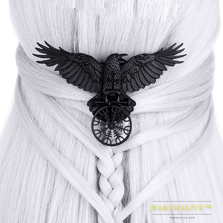 Unique Viking Black Oversized Crow Hair Clip Accessories