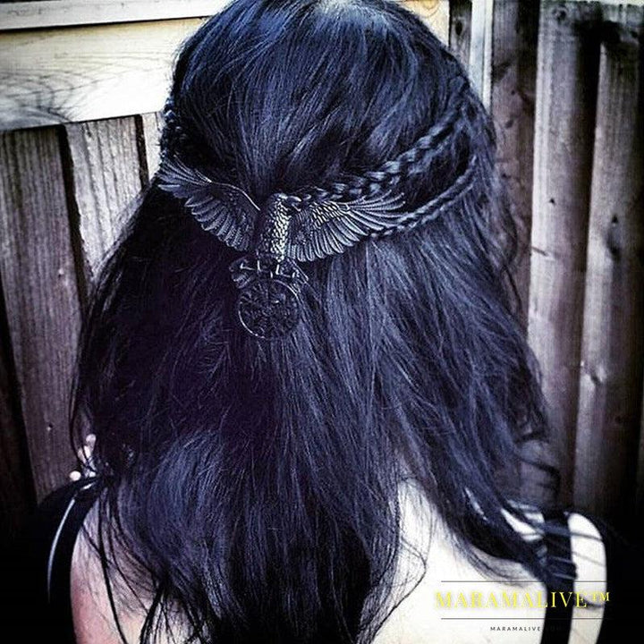 Unique Viking Black Oversized Crow Hair Clip Accessories