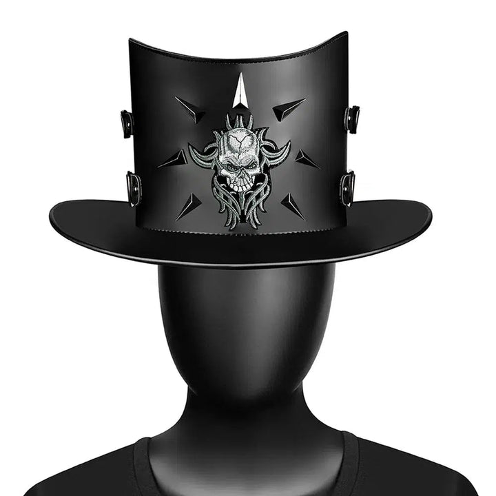 Unique Vintage Steampunk Leather Top Hat with Gothic Rave Nightclub Appeal