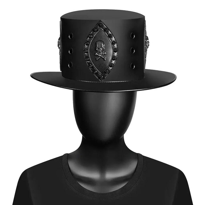 Unique Vintage Steampunk Leather Top Hat with Gothic Rave Nightclub Appeal