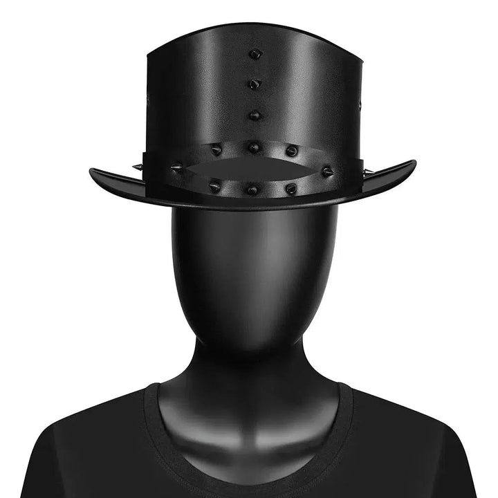 Unique Vintage Steampunk Leather Top Hat with Gothic Rave Nightclub Appeal